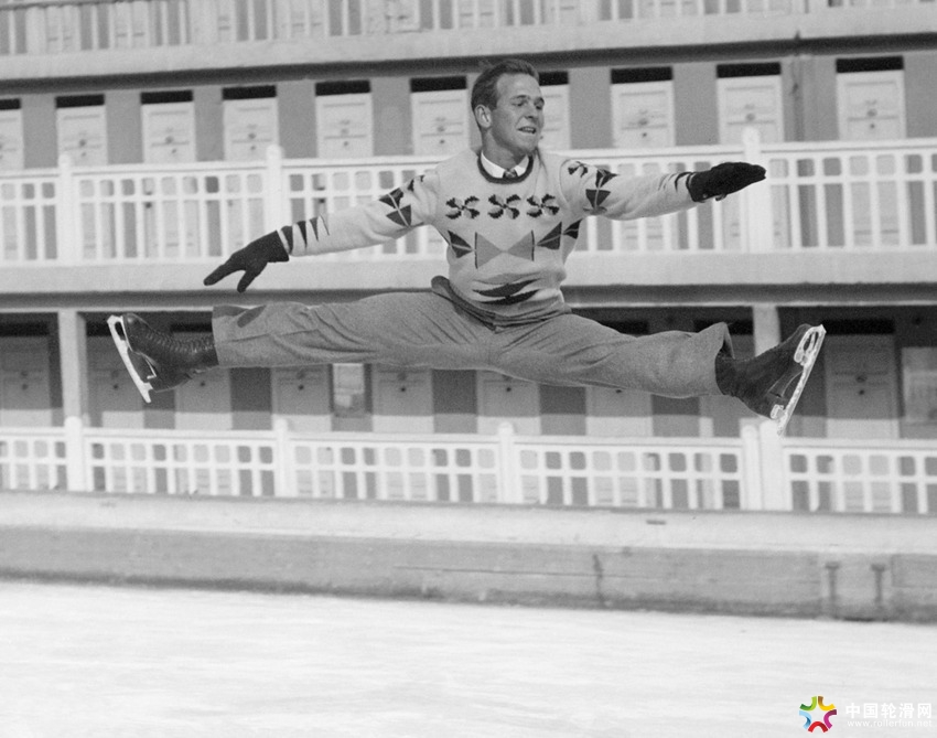 American figure skater Dick Button practices his jumps in February 1948 in St. M.jpg